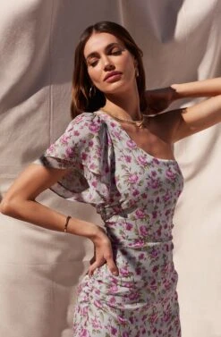 Lisa Floral One Shoulder Dress -Sundress Haven KN9A1508