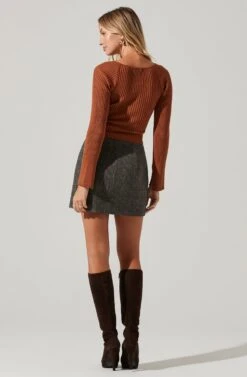 Long Sleeve Cropped Knit Top -Sundress Haven LT17120 FCI HAZELNUT 5