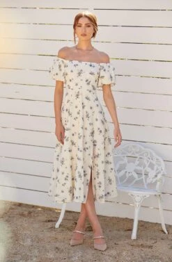 Off Shoulder Puff Sleeve Midi Dress -Sundress Haven MAY ProductHighlight 5