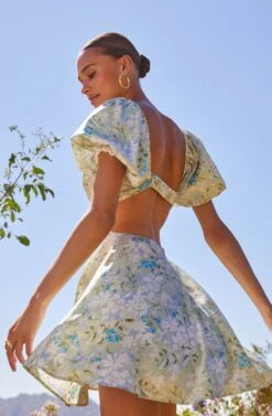 Clarita Floral Cutout Puff Sleeve Mini Dress -Sundress Haven Shoot 3680
